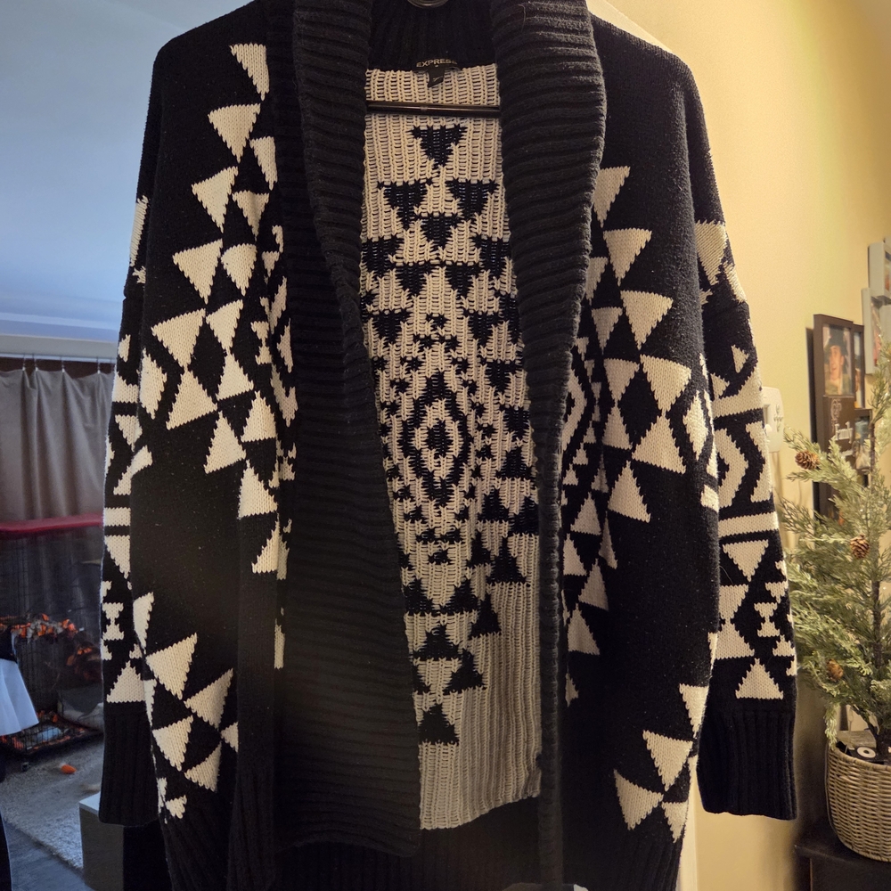 Express Black and White Knit Sweater